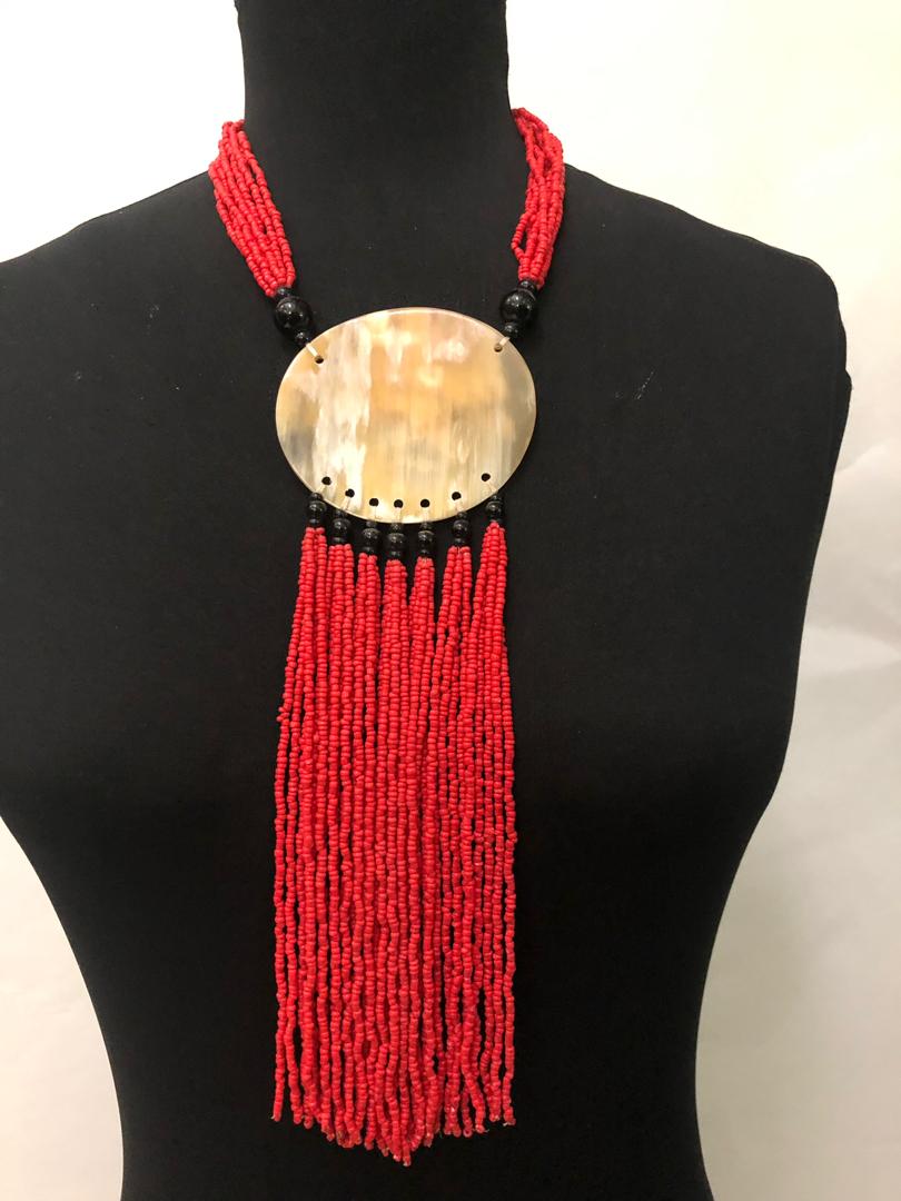 Circle Bone And Beads Necklace