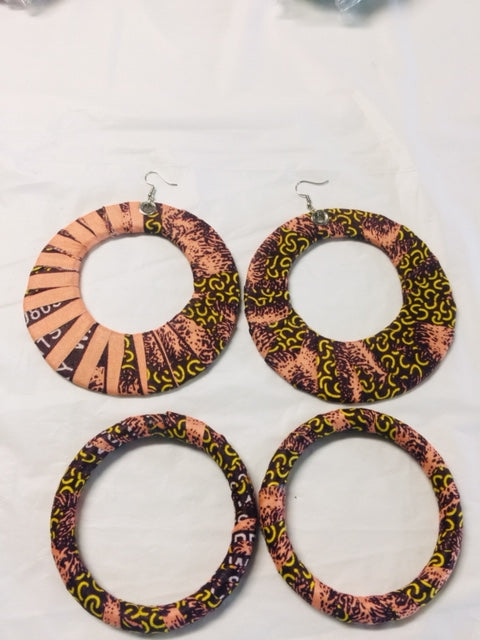 Fabric Earrings And Bangles Peach Set