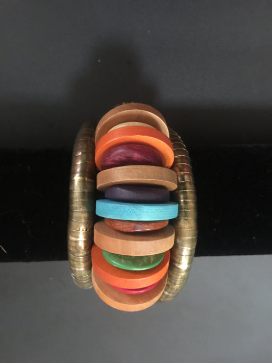 Wood Disc Stretchy Bead bracelets