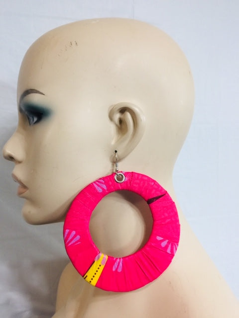 Fabric Earrings And Bangles Pink Set