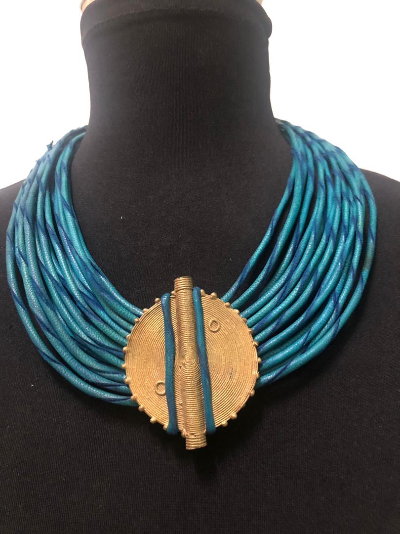 Leather Strands Bronze Necklace