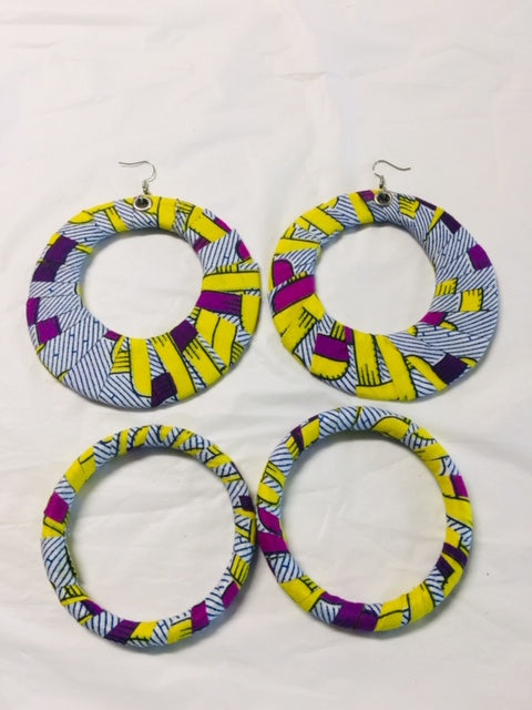 Fabric Gray Earrings And Bangles Set