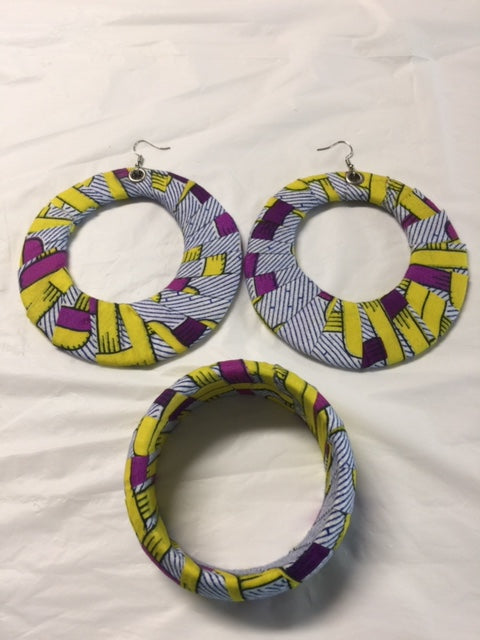 Fabric Gray Earrings And Bangles Set