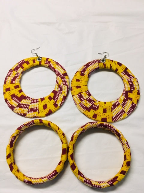 Fabric Earrings And Bangles Yellow Set