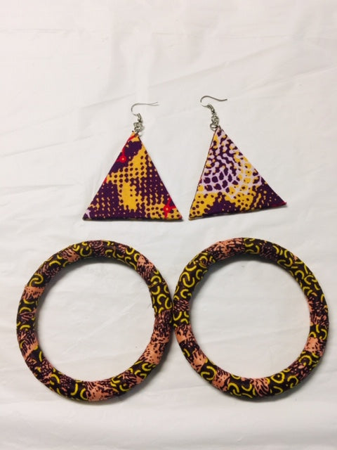 Fabric Earrings And Bangles Peach Set