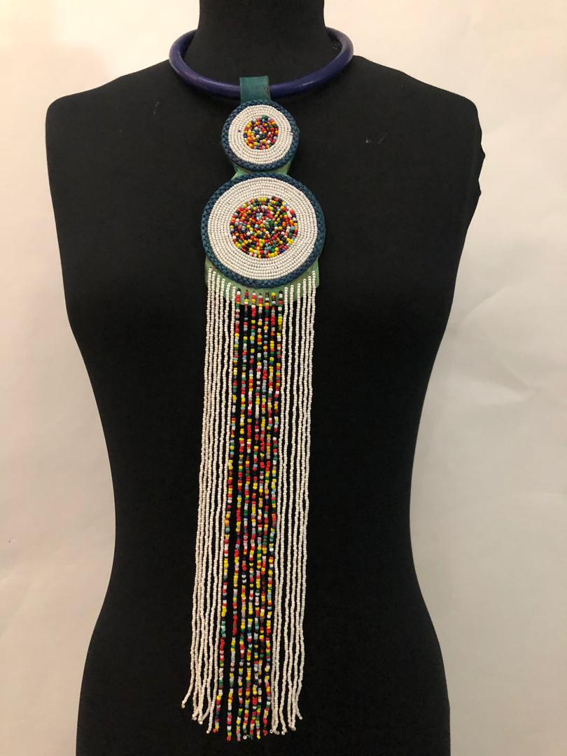 Leather Two-Step Bead Necklace