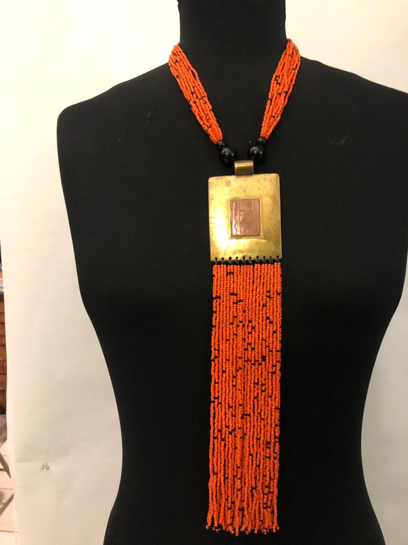 Bronze Bead Drip Necklace