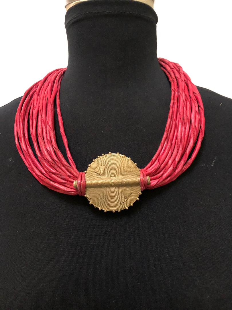 Leather Strands Bronze Necklace