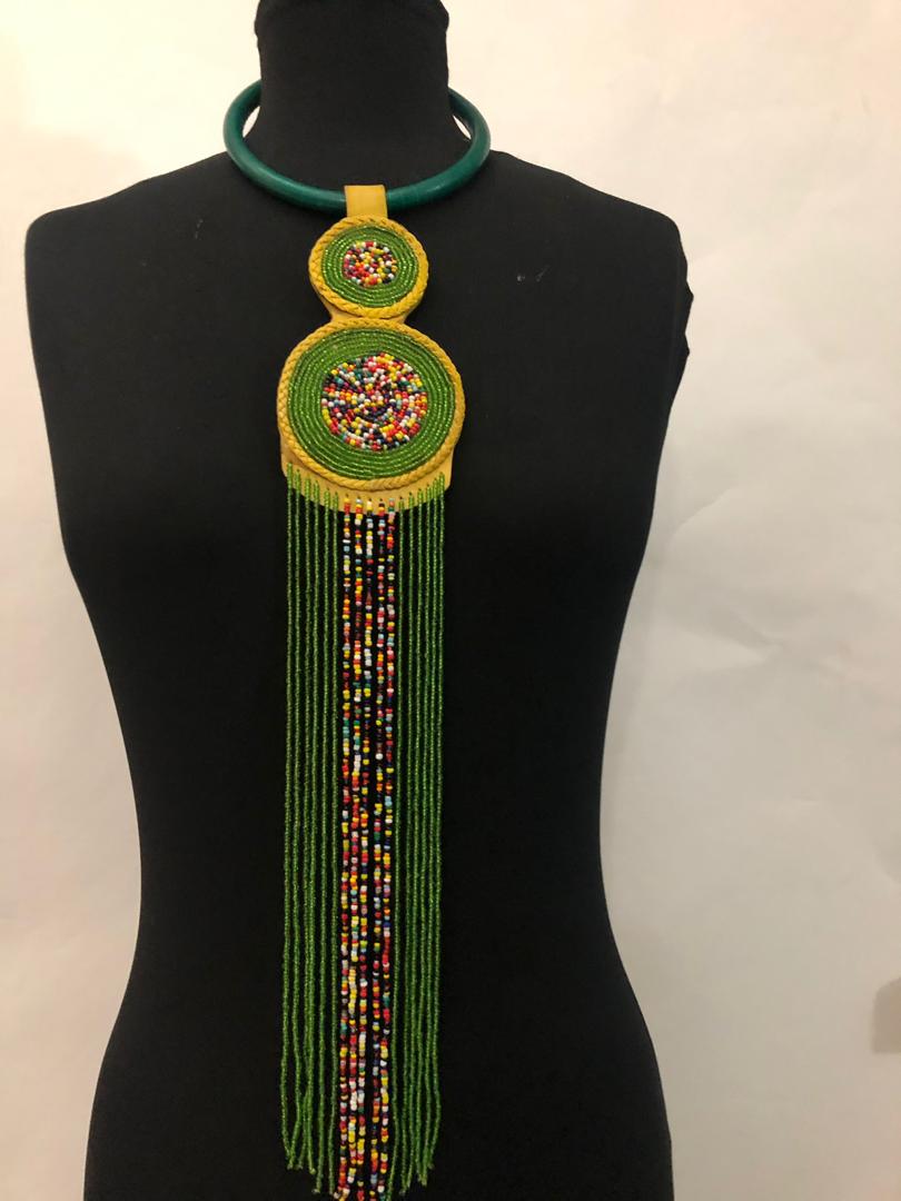 Leather Two-Step Bead Necklace