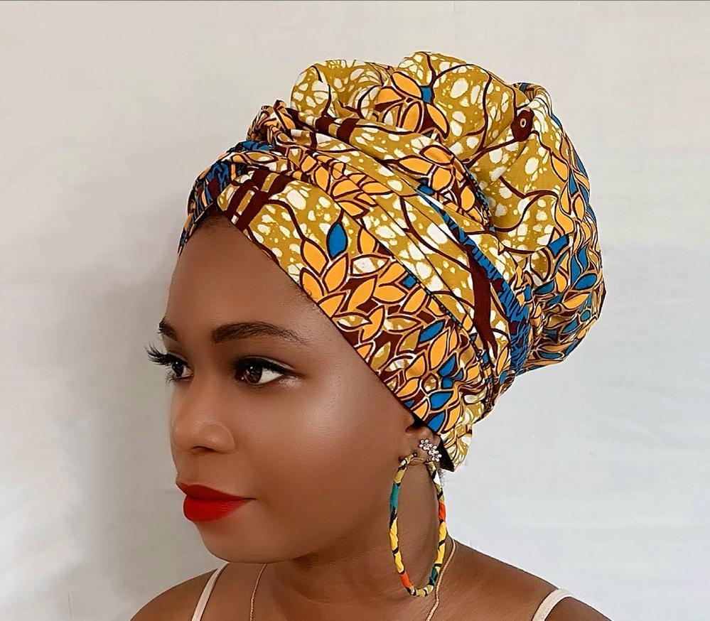 Ankara Turban Head Wrap -Gold