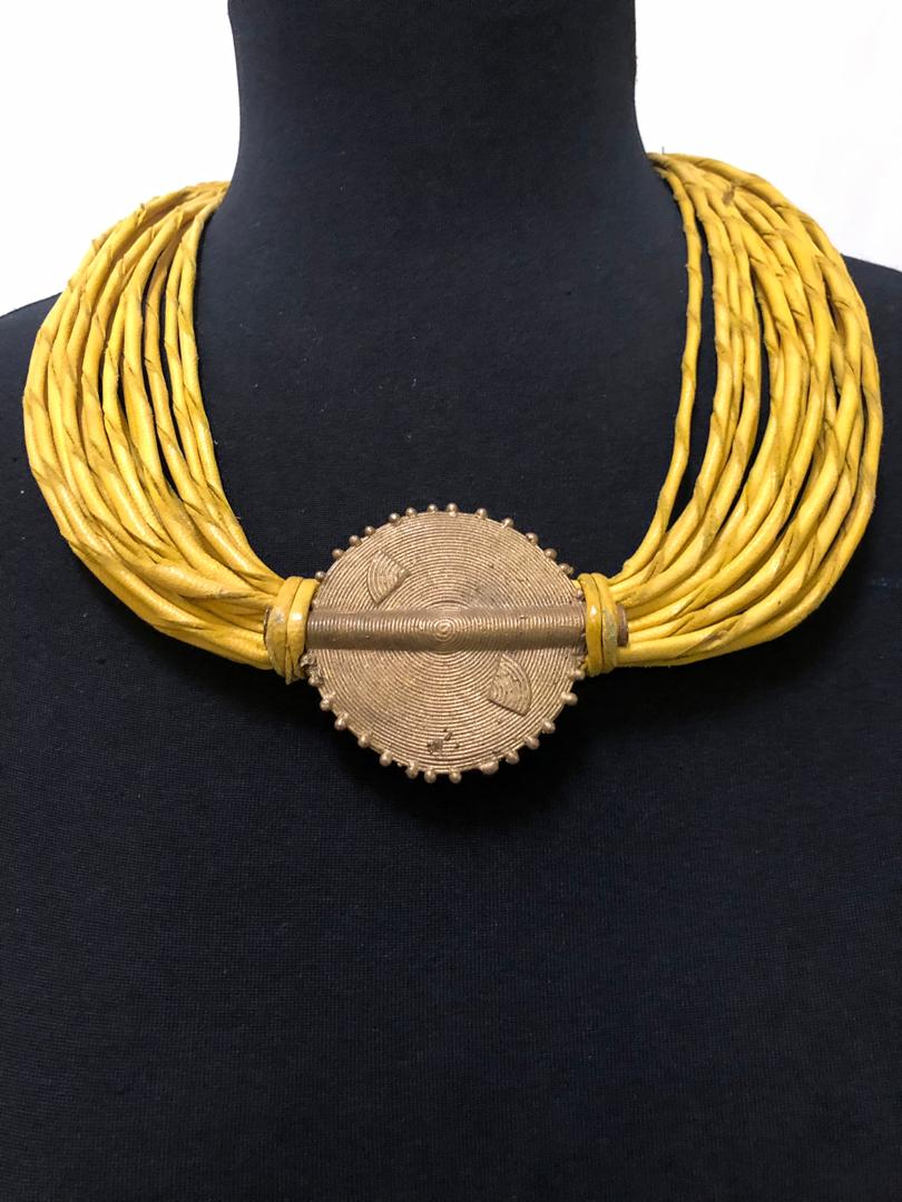 Leather Strands Bronze Necklace