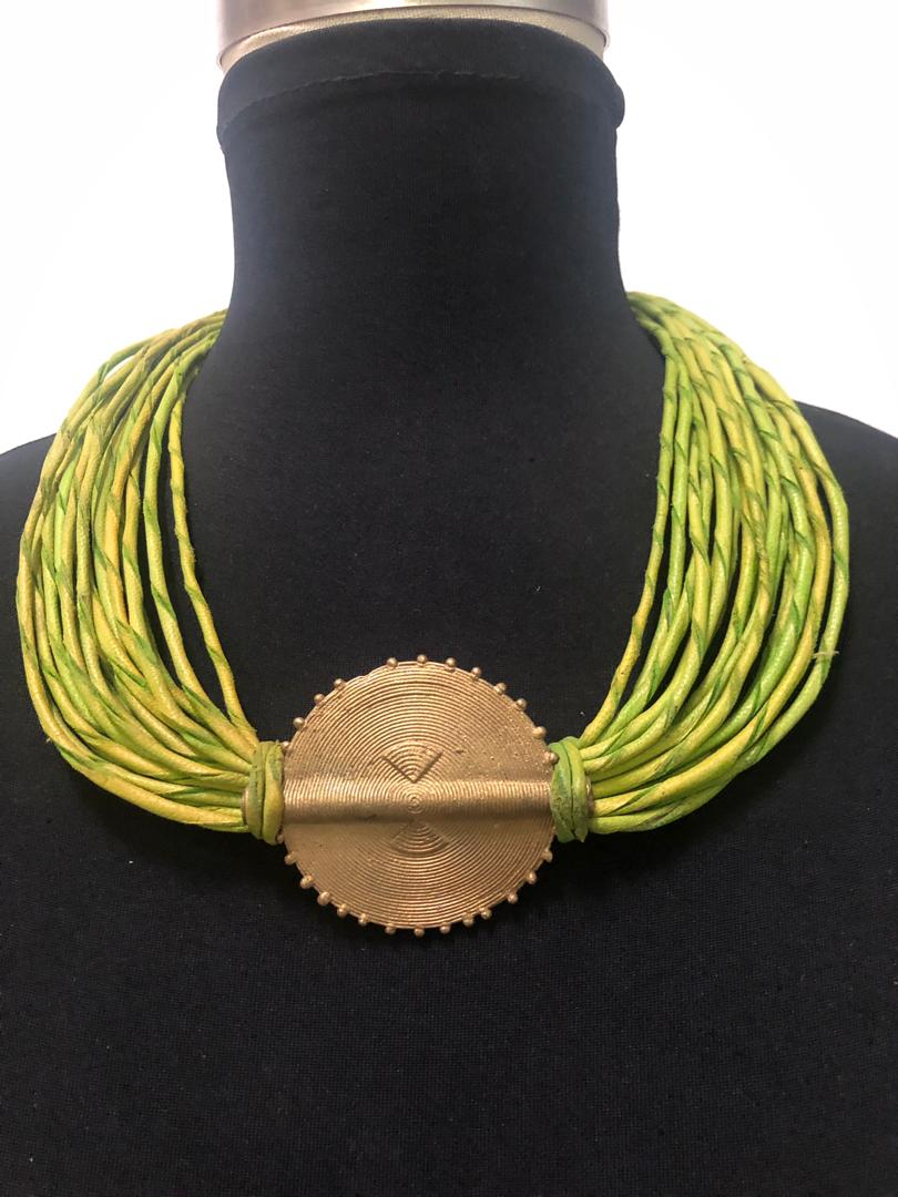 Leather Strands Bronze Necklace