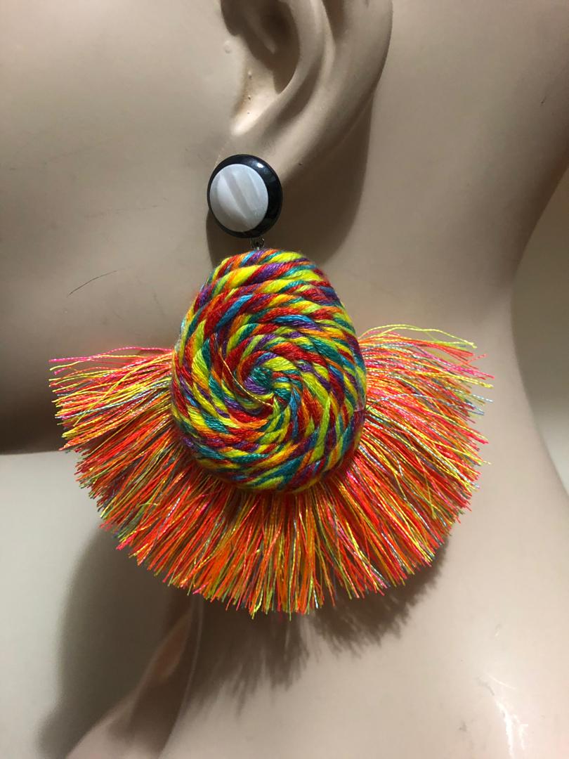 Wool Fringe Earrings