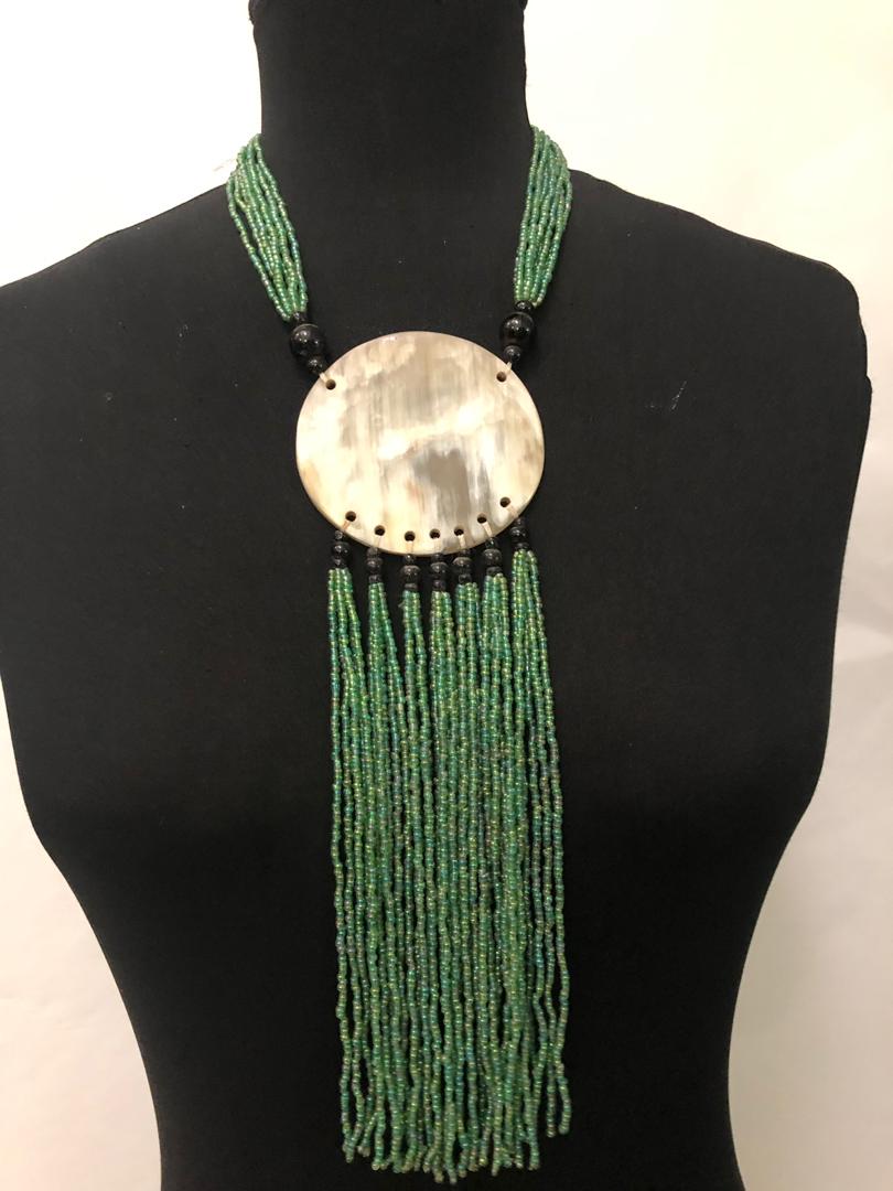 Circle Bone And Beads Necklace