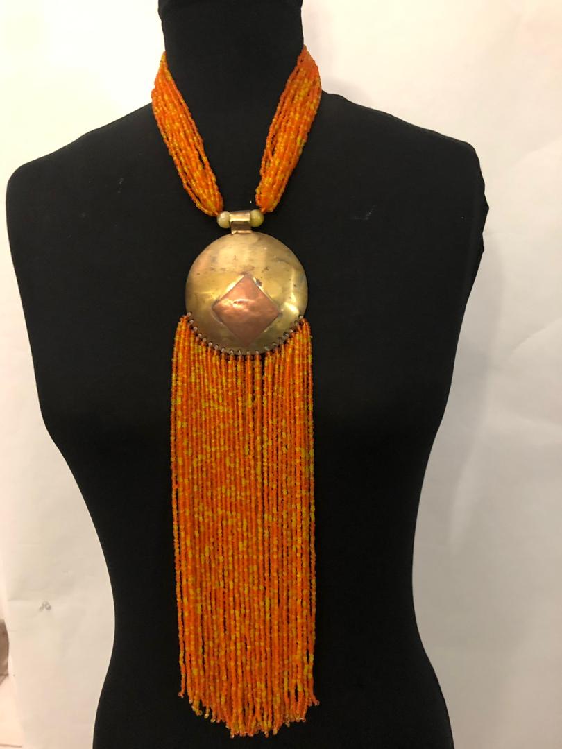Bronze Bead Drip Necklace