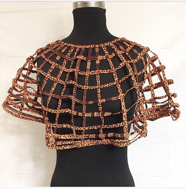 African Fabric Necklace Medium Cape Gold