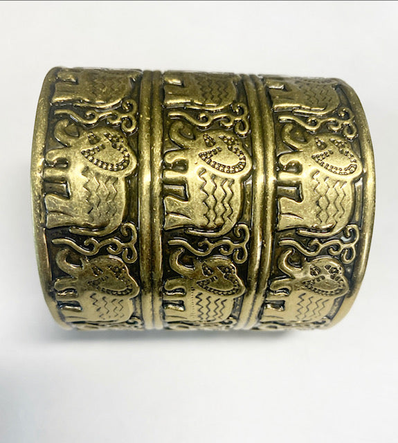 Elephant Gold Cuff Bangle