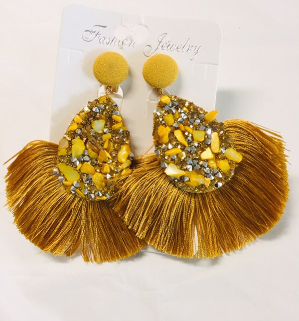 Clip Stoned Fringe earrings