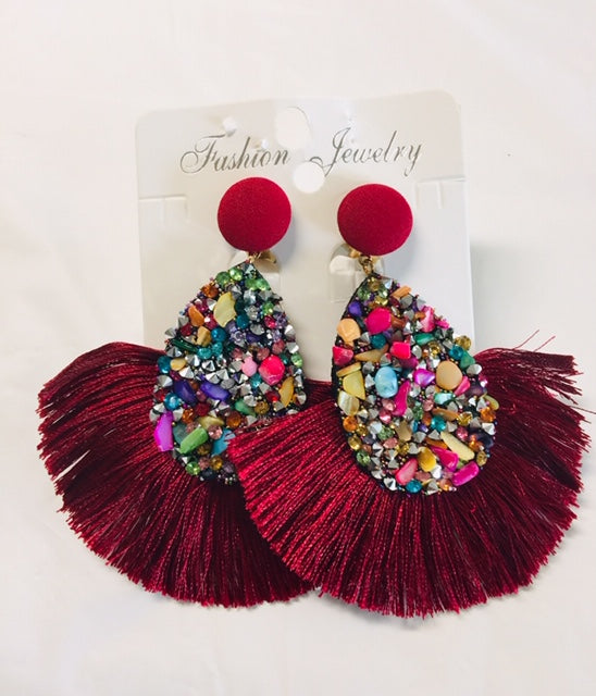 Clip Stoned Fringe earrings