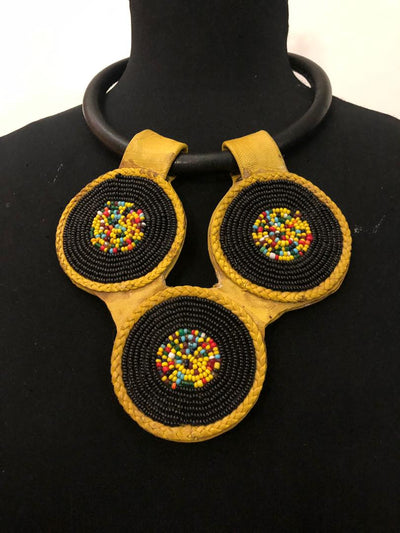 Leather Star Bead Necklace
