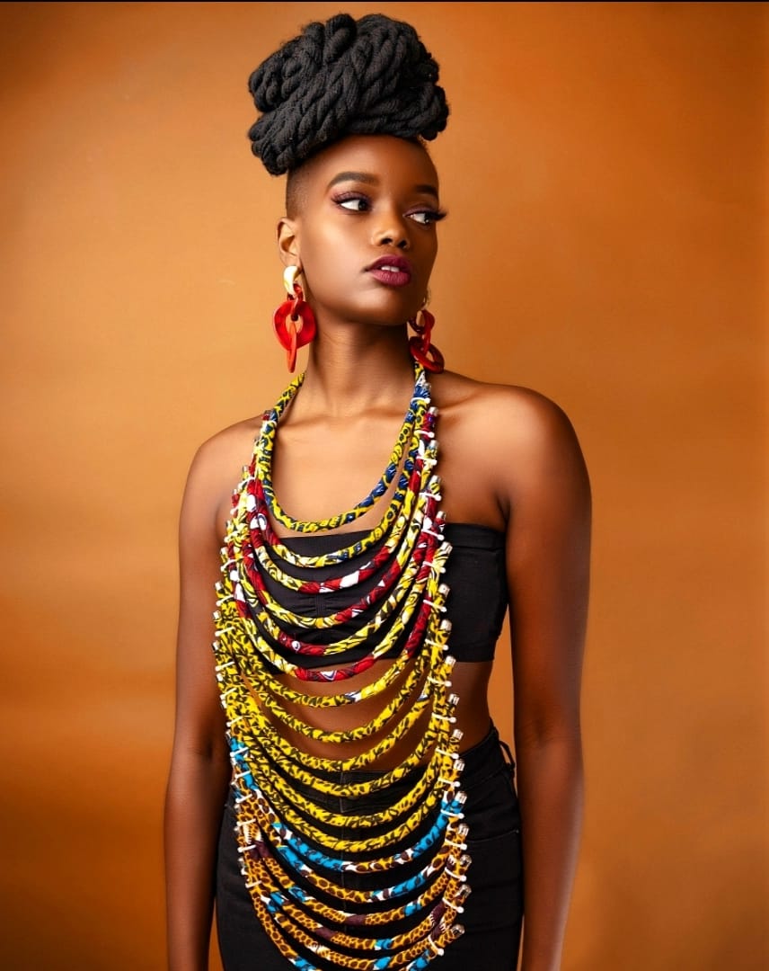 African Print Long Cord Necklace