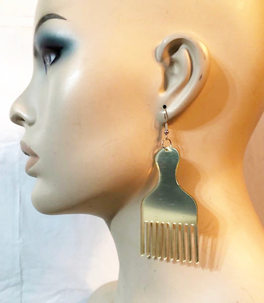 Glass Gold Comb Earrings