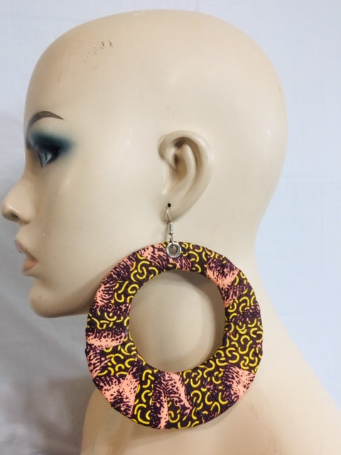 Fabric Earrings And Bangles Peach Set