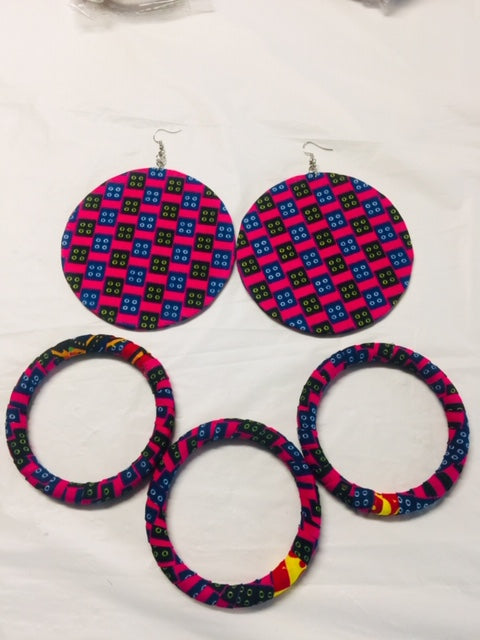 Fabric Earrings And Bangles Purple Set