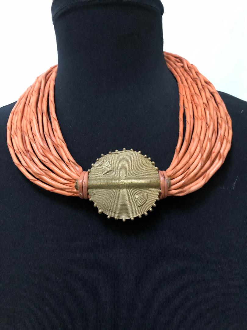 Leather Strands Bronze Necklace