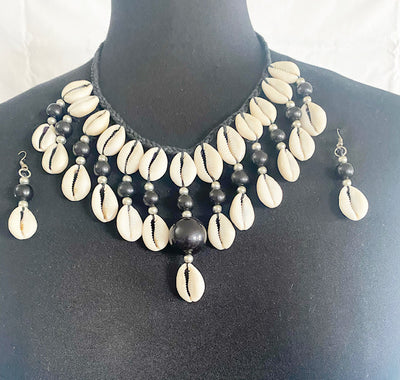 Cowry Moon Necklace And Earrings