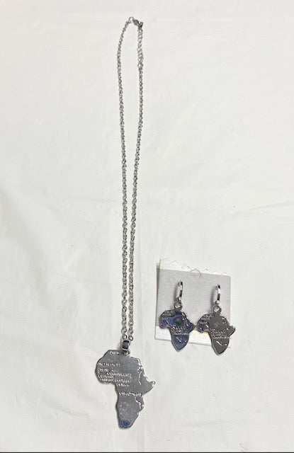 Chain African Pendant And Earrings  Necklace