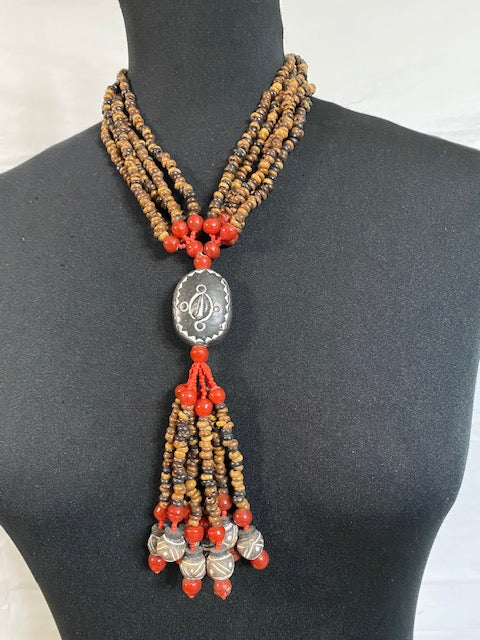 Brown Bunch Leather Pendant Necklace