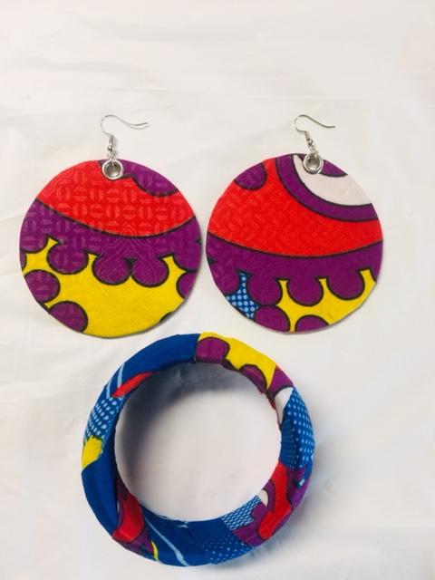 Fabric Earrings And Bangles Purple Set