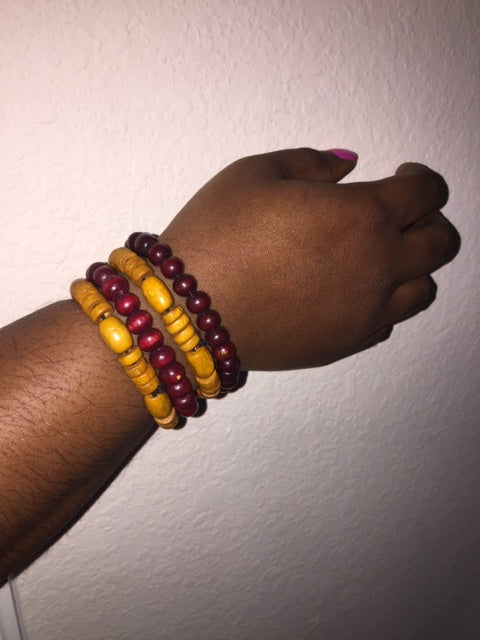Slim Single Elastic Wood Bracelet