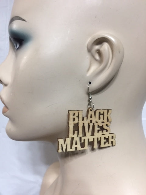 Carved Tan Black Lives Matter Earrings