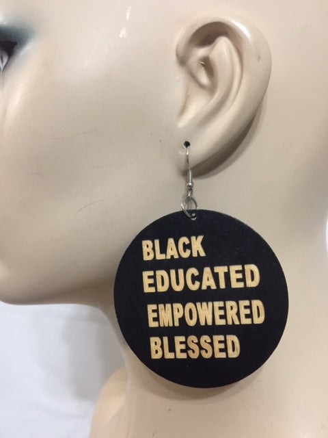 Educated Empowered Wood Earrings