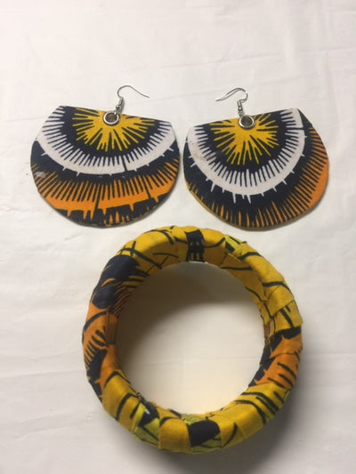 Fabric Earrings And Bangles Yellow Set