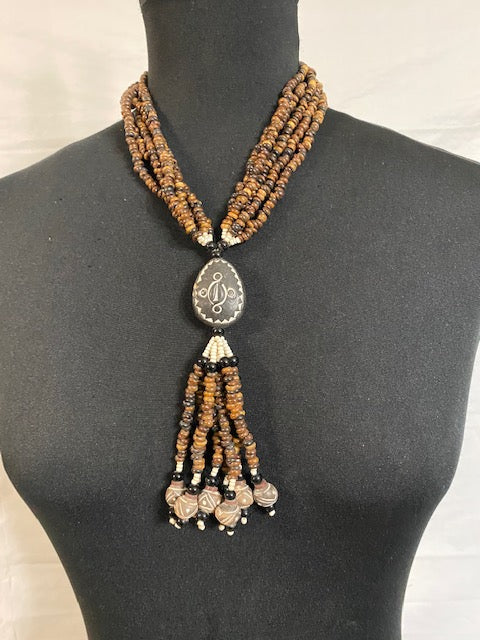 Brown Bunch Leather Pendant Necklace