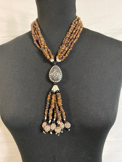 Brown Bunch Leather Pendant Necklace