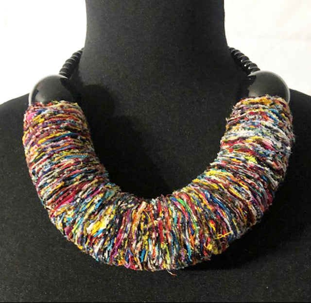 Ankara Fabric Disc Bead Balls Necklace