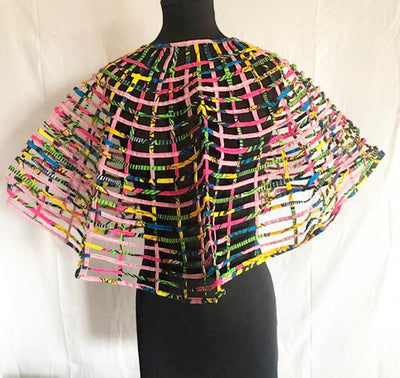 Ankara Necklace Big Fabric Gold Cape