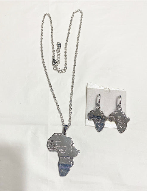 Chain African Pendant And Earrings  Necklace