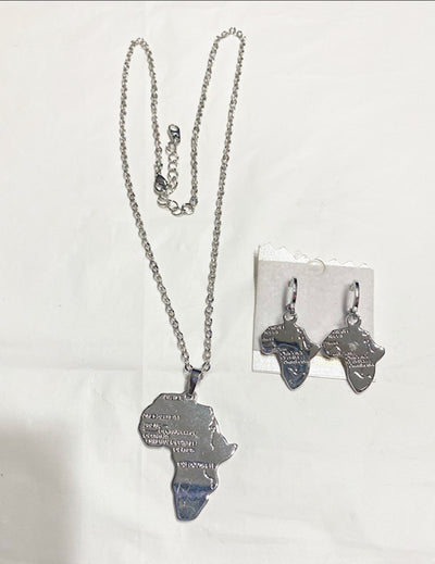 Chain African Pendant And Earrings  Necklace