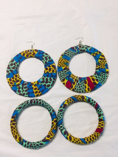 Fabric Earrings And Bangles Deep Blue Set