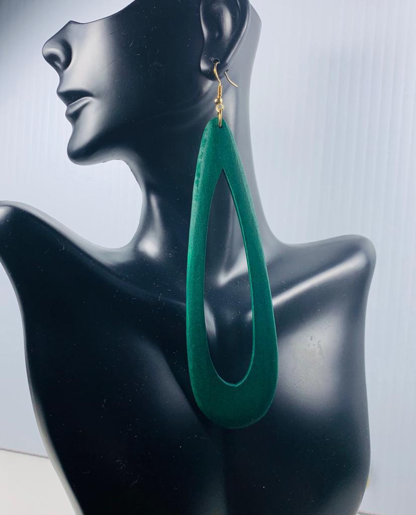 Heart Long Wood Earrings