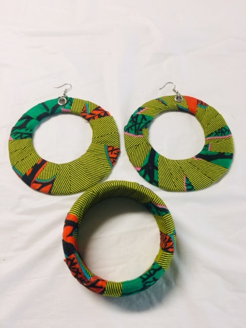 Fabric Green Earrings And Bangles