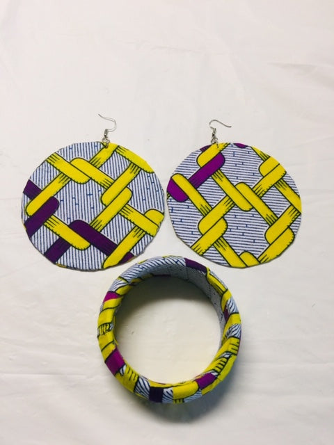 Fabric Yellow Earrings And Bangles