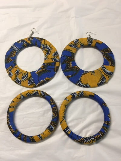 Fabric Earrings And Bangles Deep Blue Set