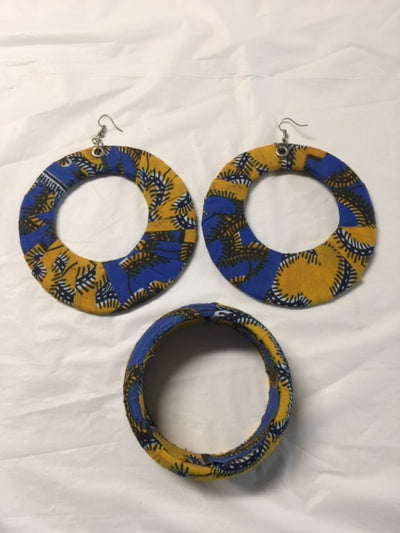 Fabric Earrings And Bangles Deep Blue Set