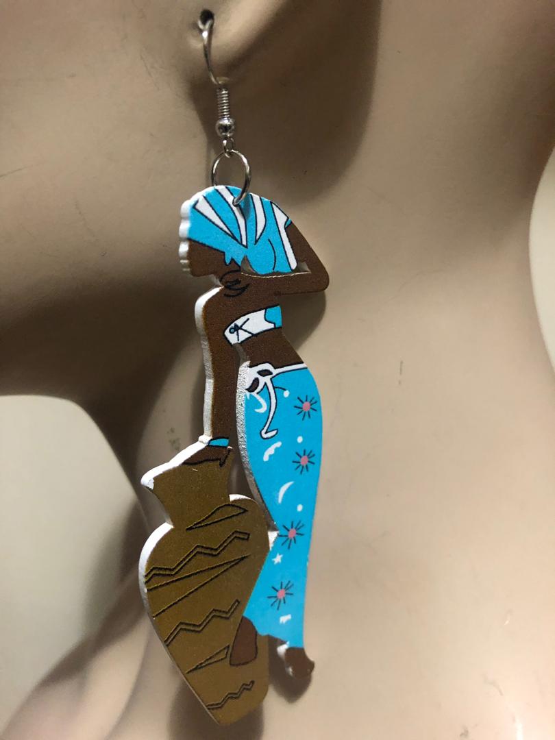 Pot Lady Wood Earrings
